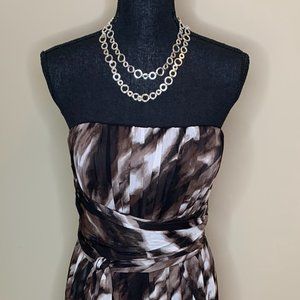 BCBG Strapless Brown, Black, And white Dress NWOT